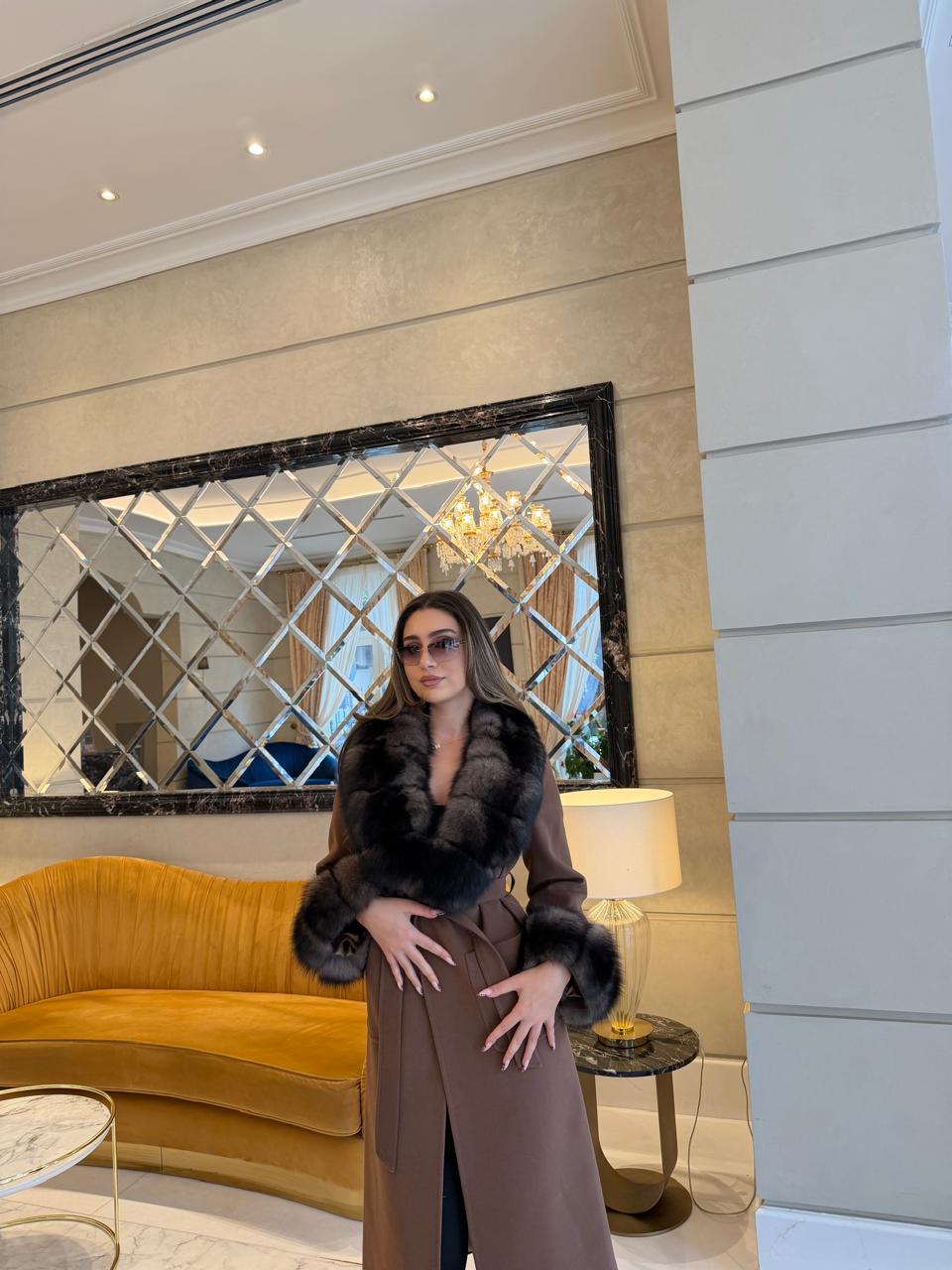 Cashmire brown fox coat