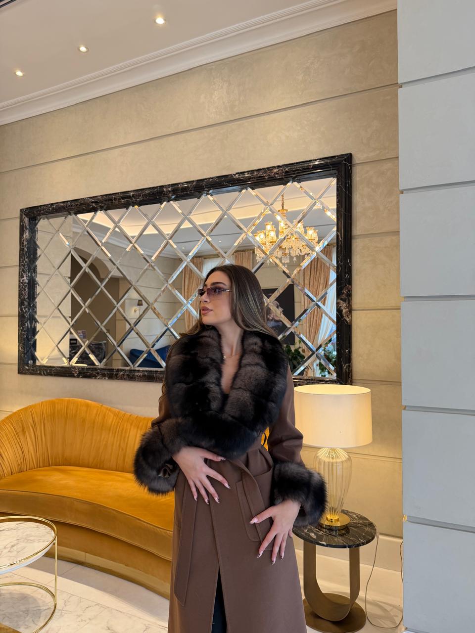 Cashmire brown fox coat