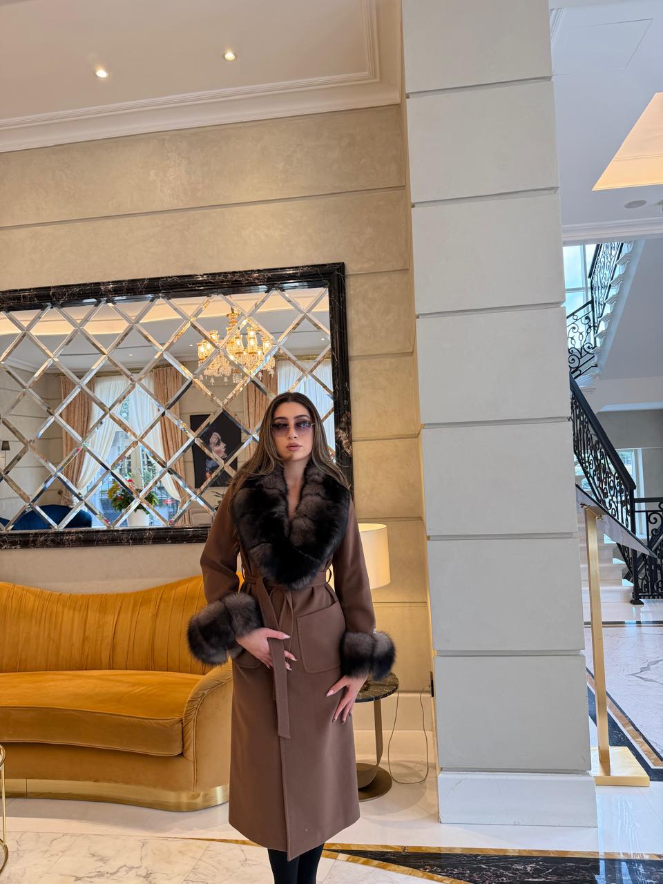 Cashmire brown fox coat