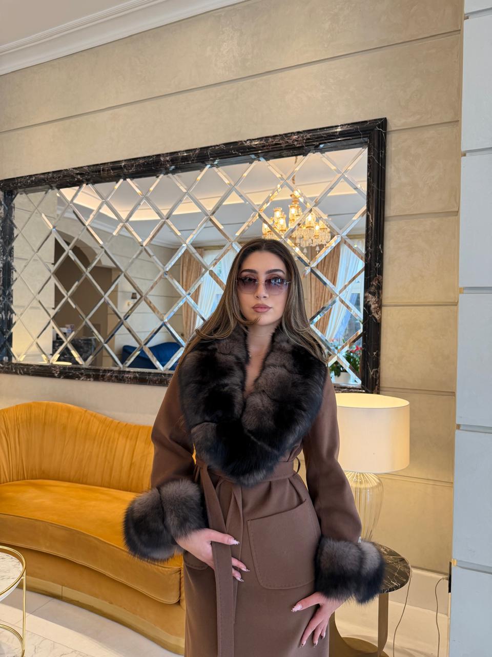 Cashmire brown fox coat