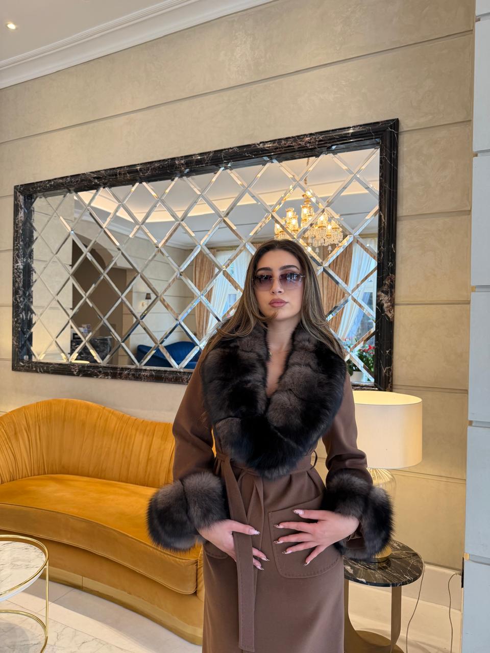 Cashmire brown fox coat