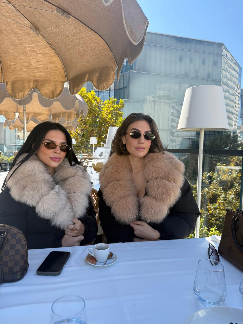 Camel puffer with fox