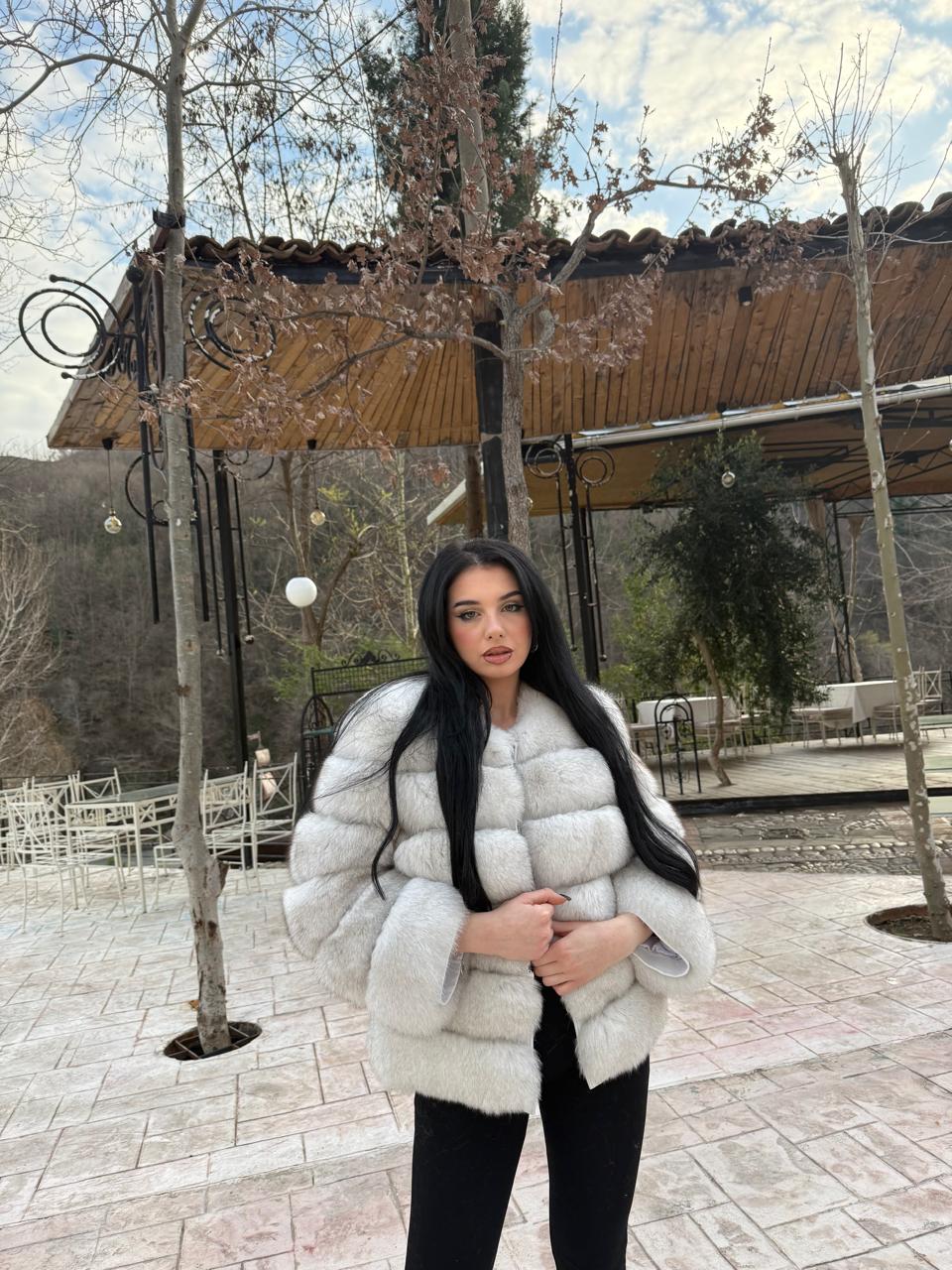 Repeat 2n1 white fox jacket