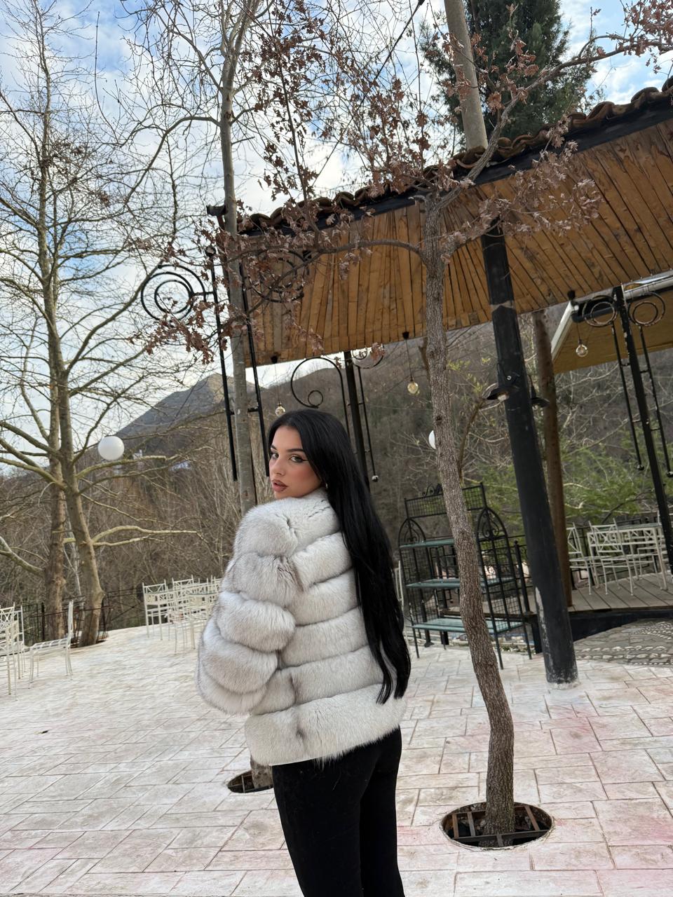 Repeat 2n1 white fox jacket