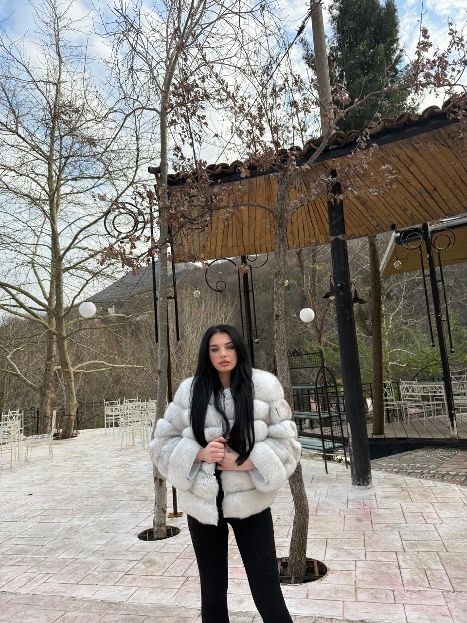 Repeat 2n1 white fox jacket