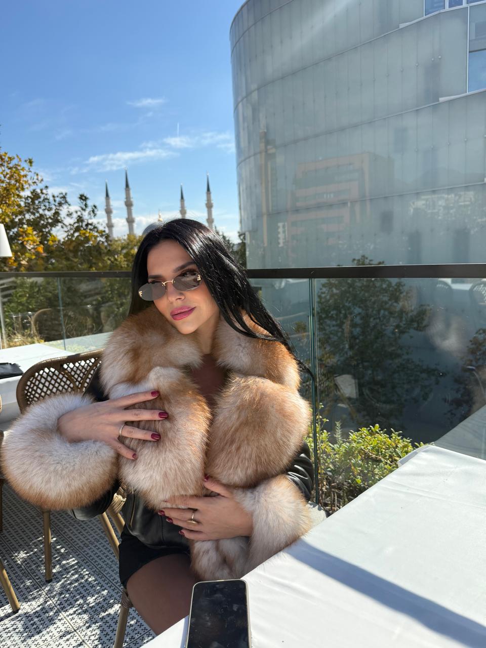 Leather golden fox jacket