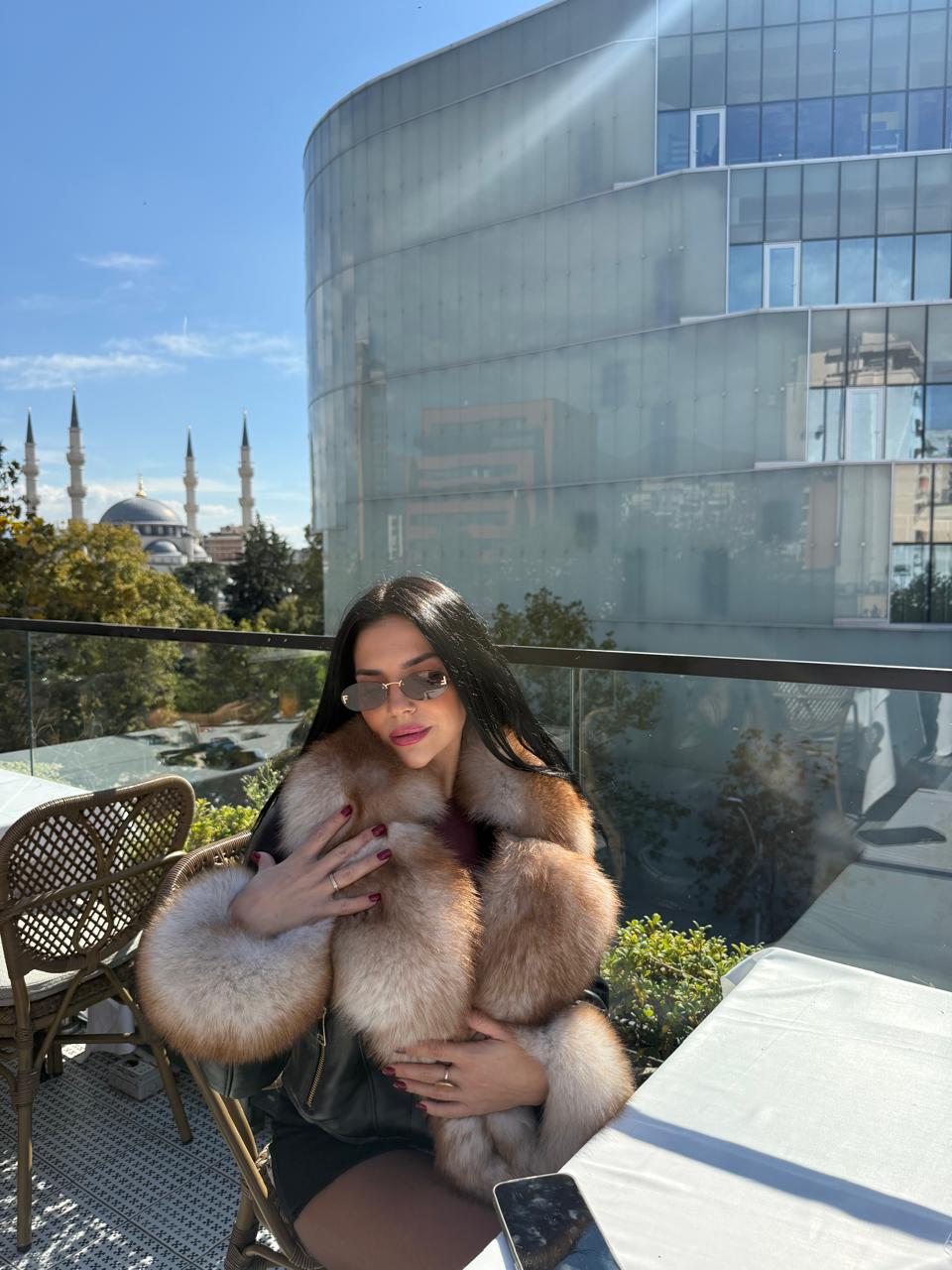 Leather golden fox jacket