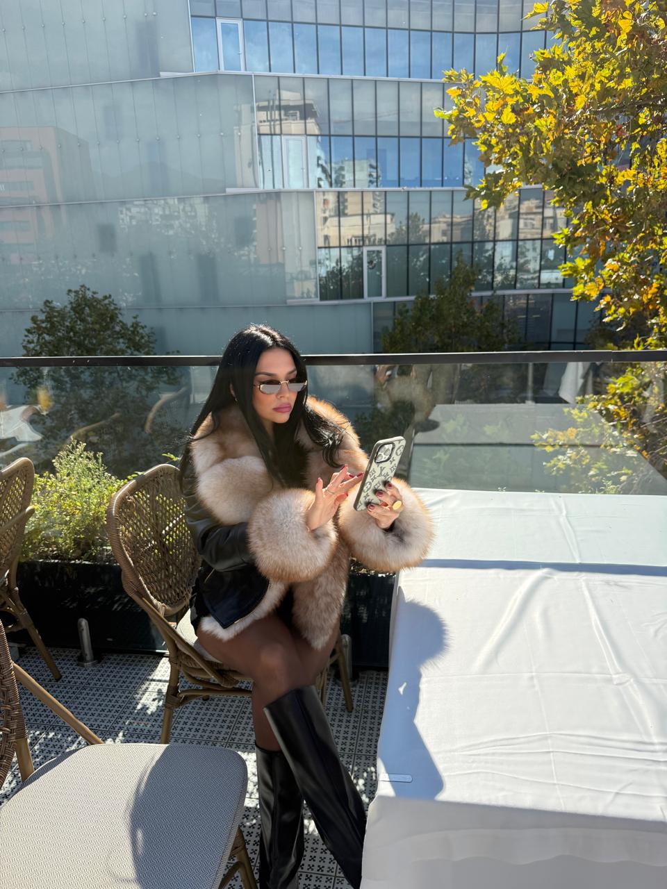 Leather golden fox jacket