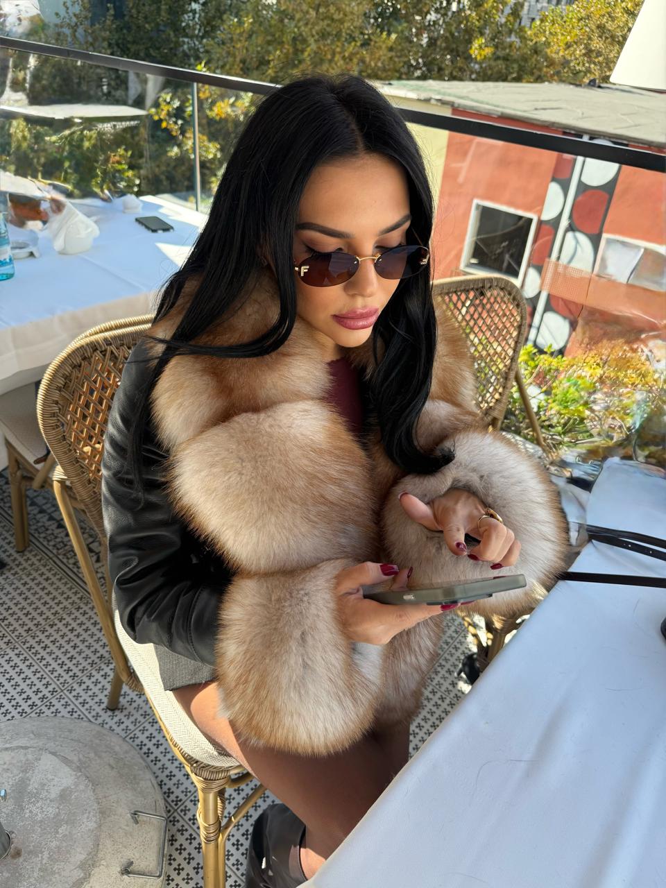 Leather golden fox jacket