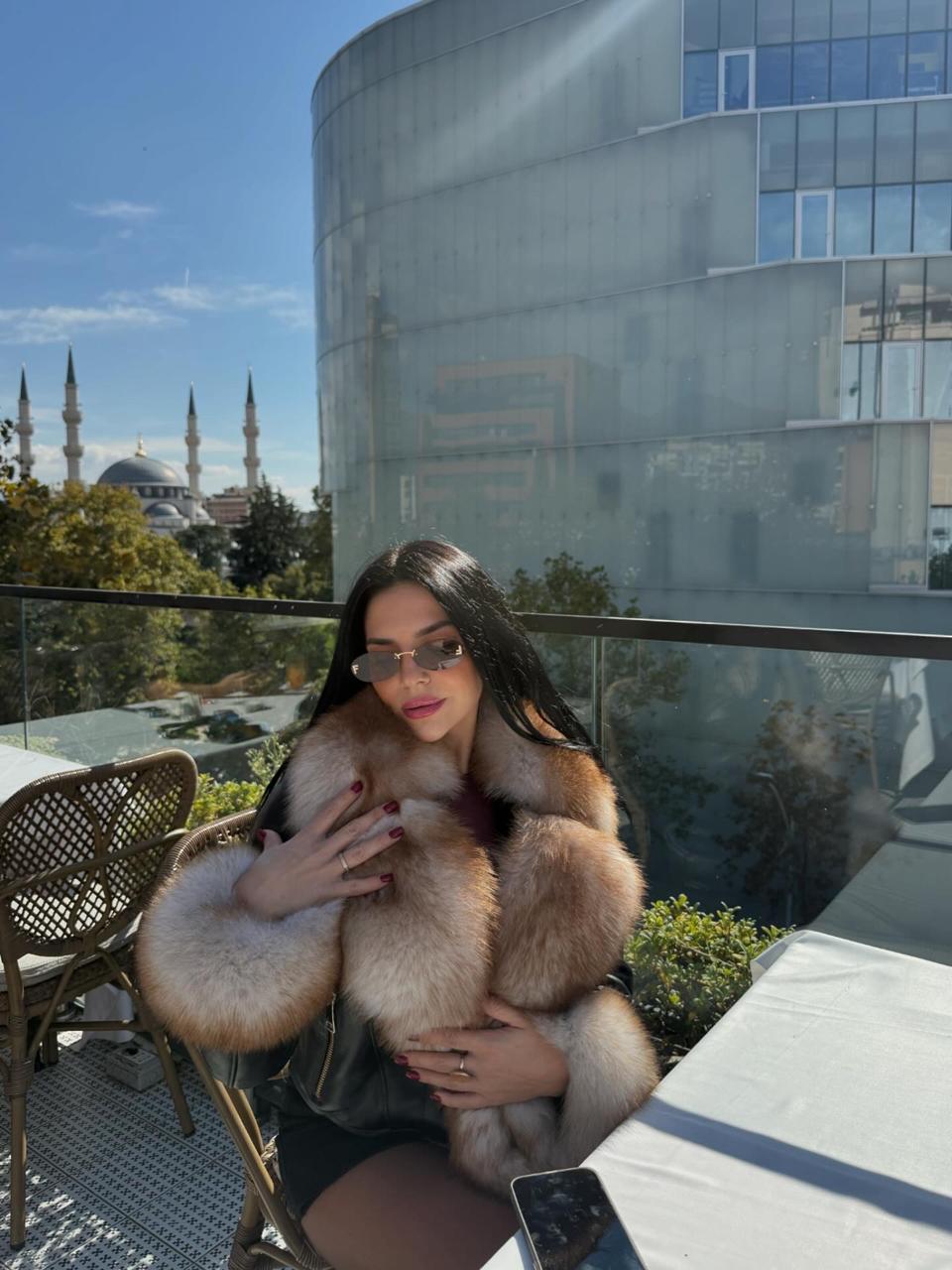Leather golden fox jacket