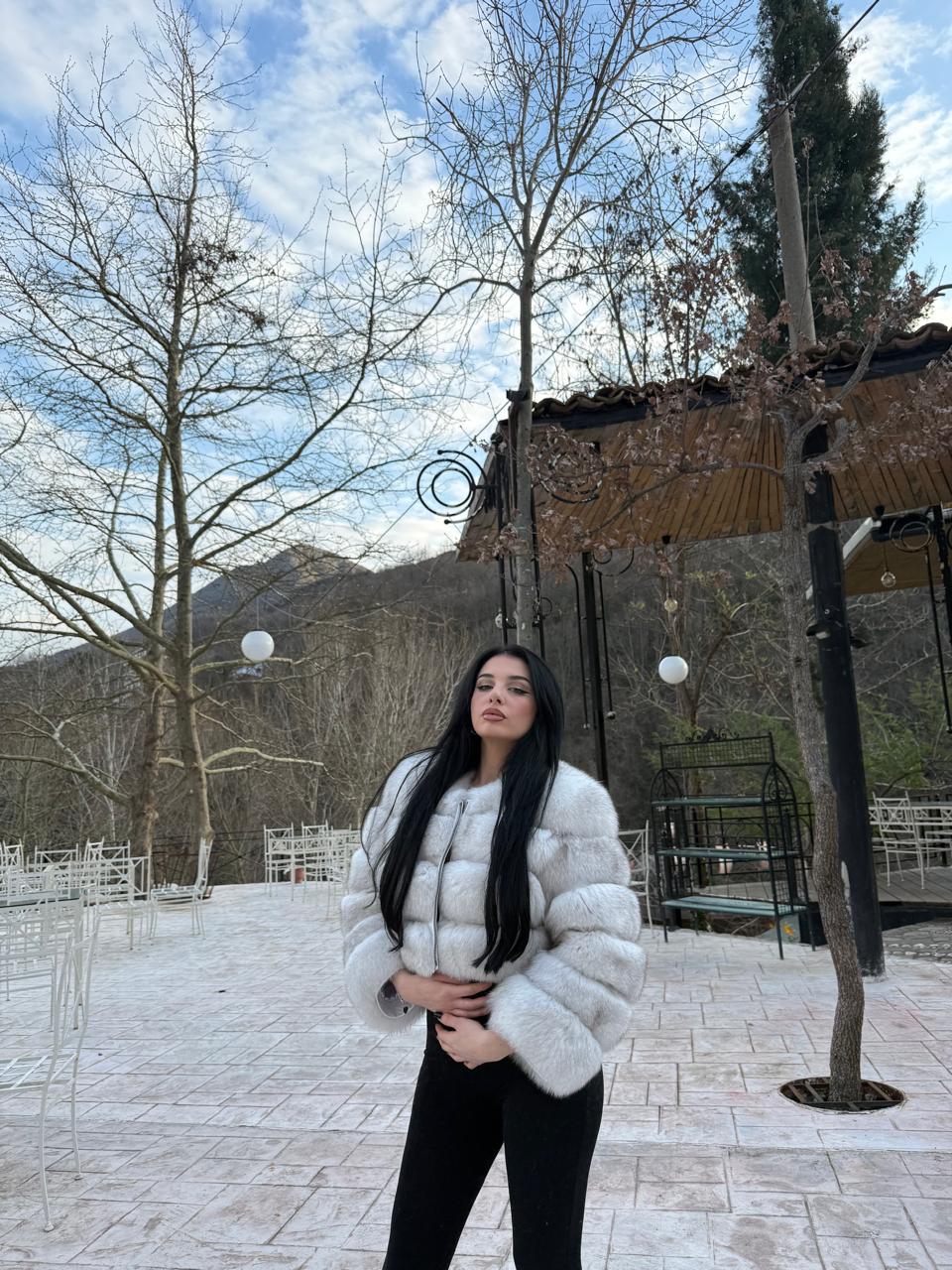 Repeat 2n1 white fox jacket