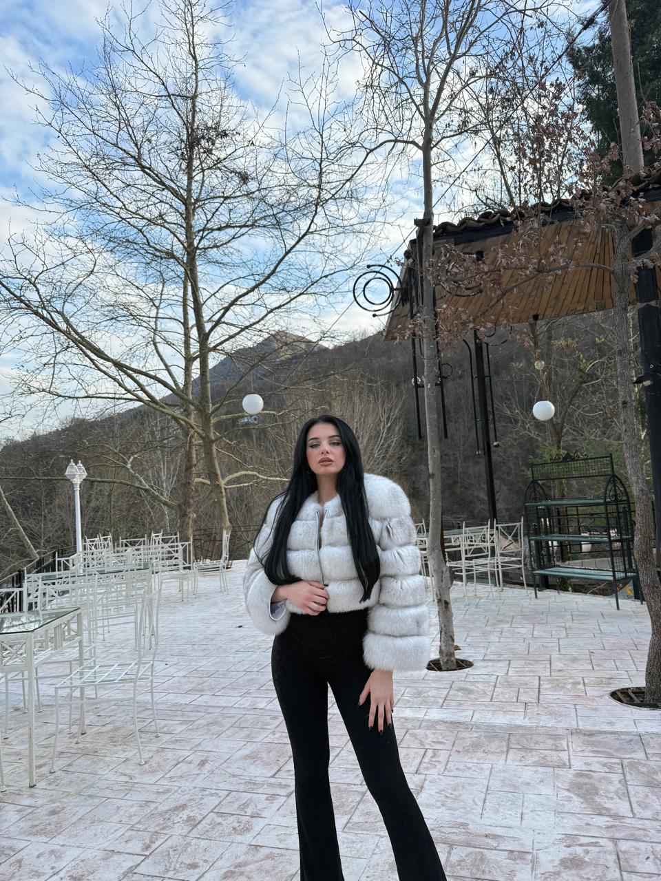 Repeat 2n1 white fox jacket